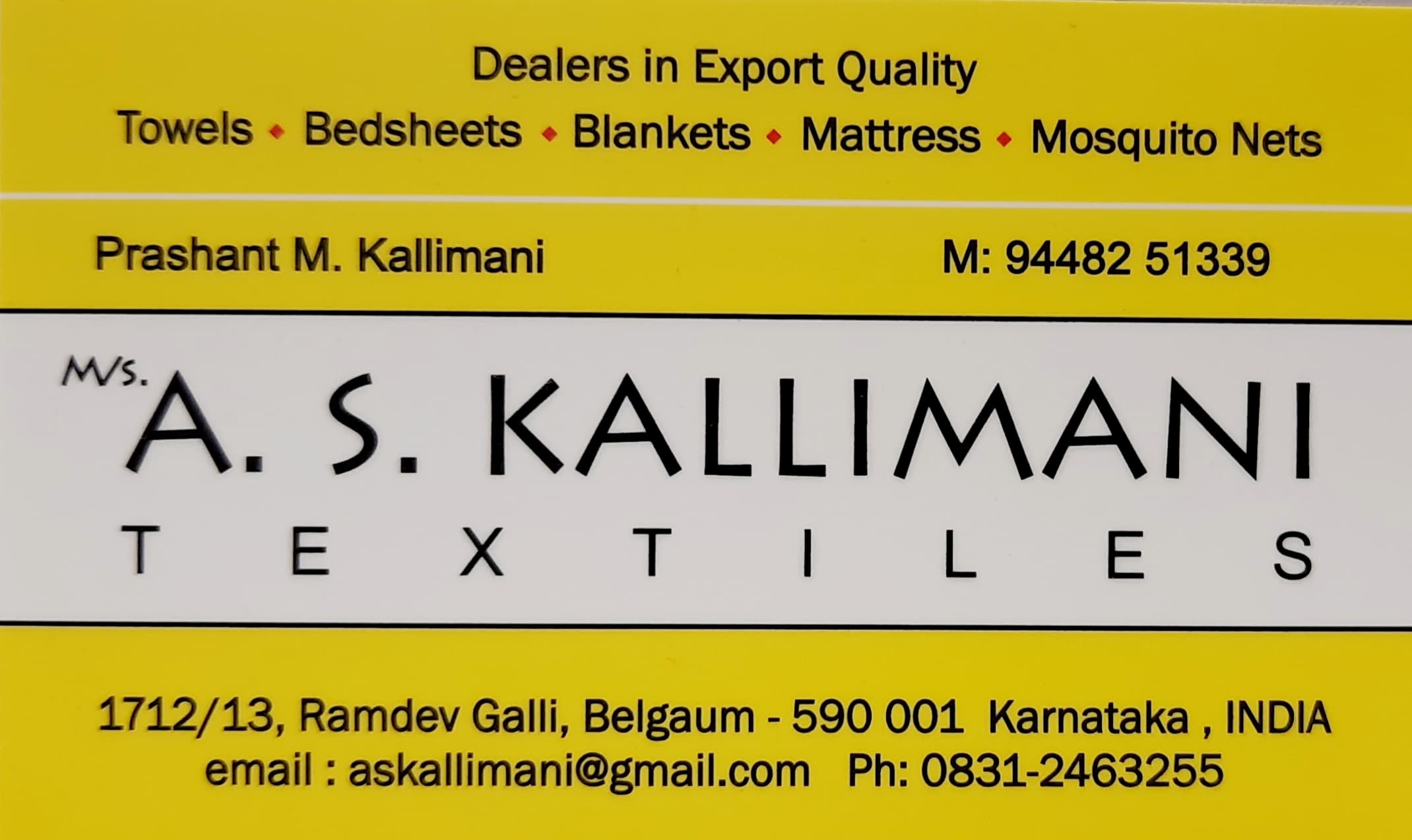 M/s A.S.Kallimani Textiles Karnataka